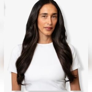 Locks & Mane SEALED! NWT! 20" Clip-In Human Hair Extension in Dark Chocolate.